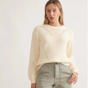 Marine Layer Ramona Crewneck Knit Sweater Ivory Sz Small